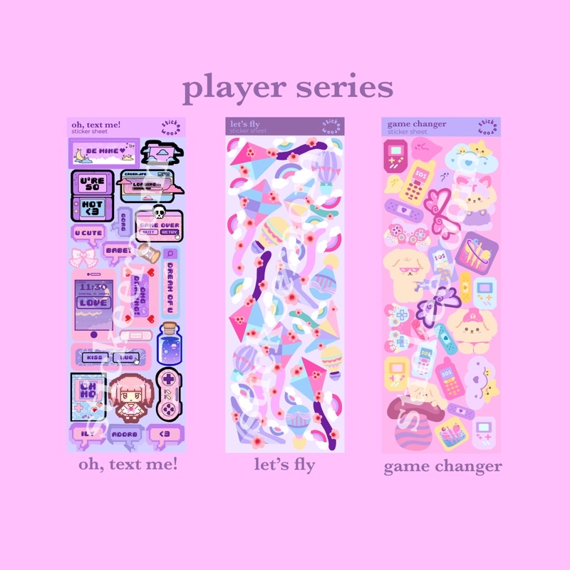 

player series - sticker set / stiker sheet for journaling, polcos, decoration, etc