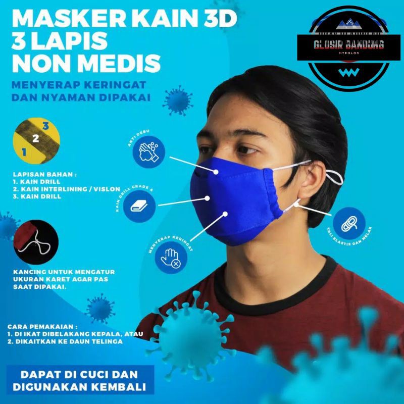 MASKER KAIN 3 LAPIS 3D EVO + STOPPER EARLOOP HEADLOOP