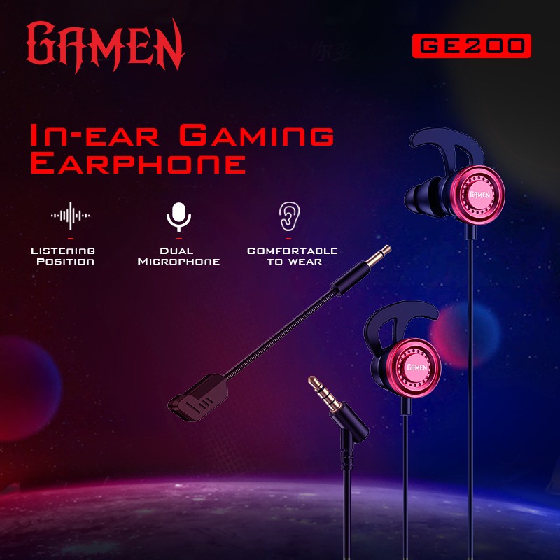 Earphone GAMEN GE200 Dual Microphone Virtual Stereo Surround Sound In-ear Game