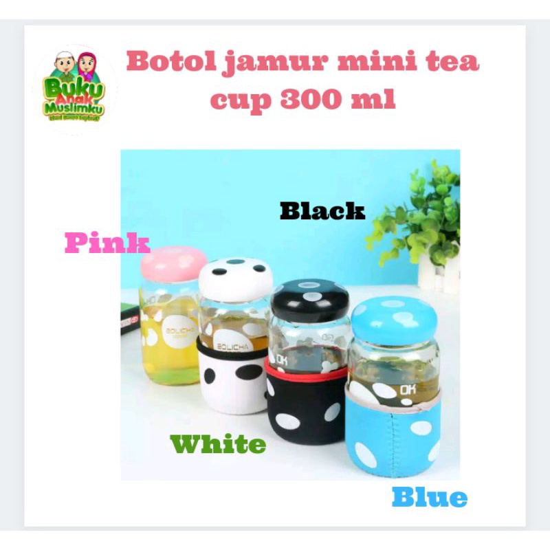 Botol Kaca Jamur + Pouch Lucu - Botol Jamur B79-2-Botol Air Minum