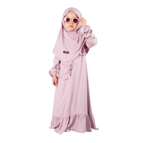 Set Gamis Humaira Anak Usia 1 Sampai 2 Tahun Terbaru Rayon Twill Premium Polos  Thistle Purple
