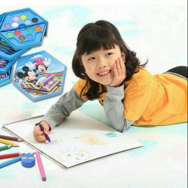 

4in1 crayon set 4 tingkat isi 46 pcs crayon alat menggambar