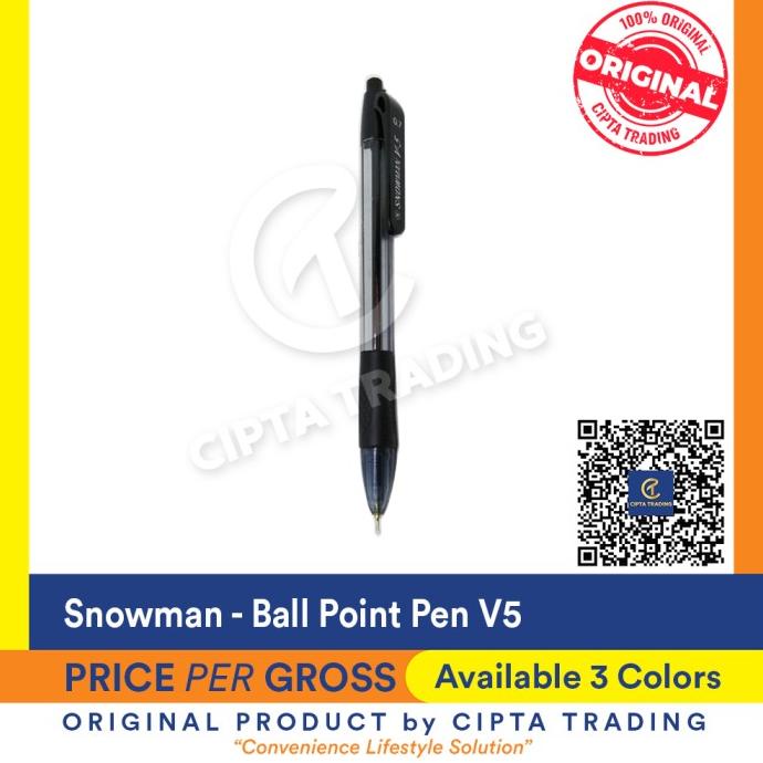 

Office & Stationery | Alat Tulis | Ball Point Pen - Snowman - V5 (Per Gross / 144 Pieces Of Pens) | Best Seller