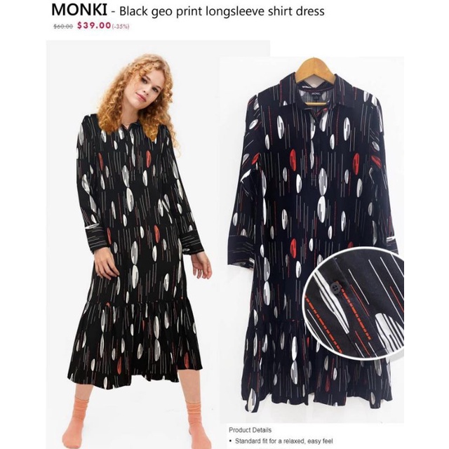 Monki Black Geo Print Dress