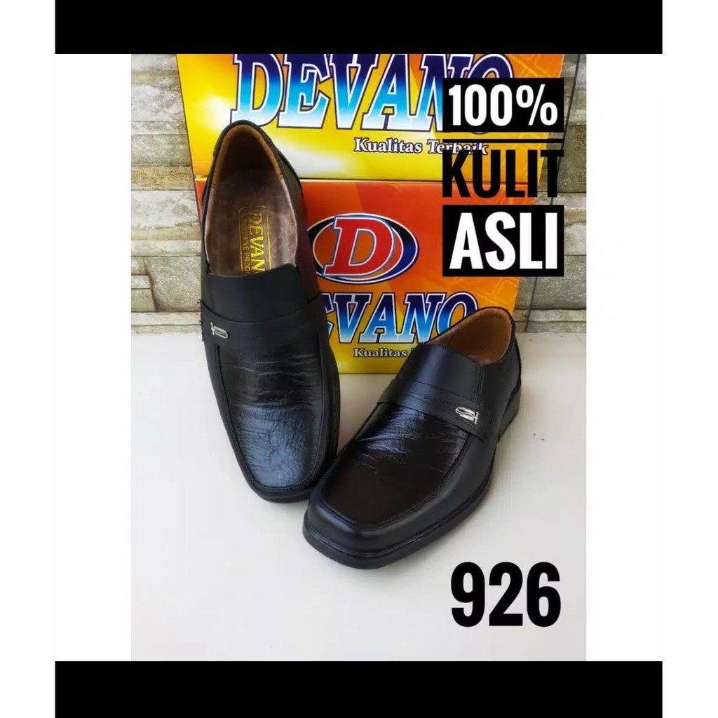 Sepatu Pantofel Kulit ASLI 100% Sapi Tidak Asli Bisa Kembali Sepatu Kantor Pria Full Hitam Slip On PREMIUM Model 926 Devano X Valendino Store