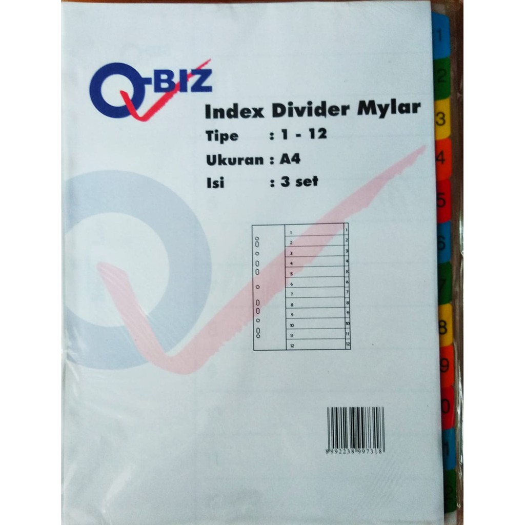 

INDEX DEVIDER A4 20 BAGIAN 1 SD 12 PEMBATAS FILE - QBIZ #002