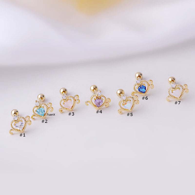 1pc Anting Tusuk Bentuk Hati Bahan Stainless Steel 20gauge