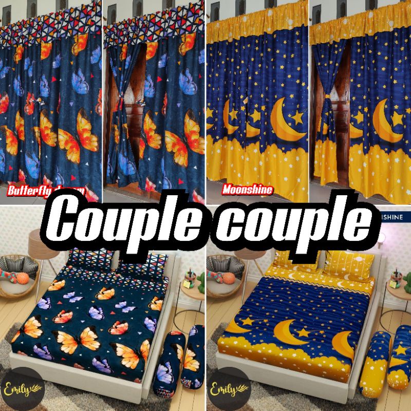 Sprei dan gorden couple.Dapat 1 sprei+2gorden/Sprei homemade //gorden motif