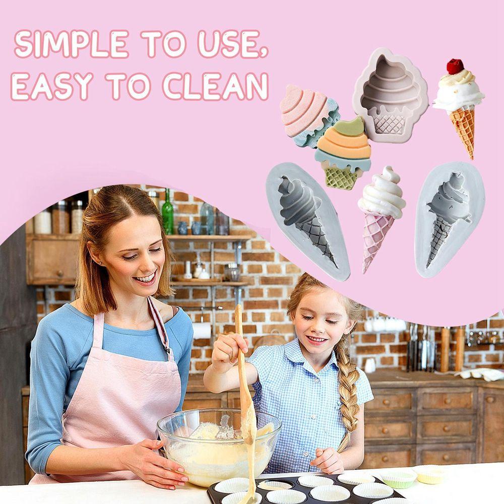 [Elegan] Cetakan Silikon DIY Kue Ulang Tahun Bayi Anak Baking Membuat Es Krim Cone Mold