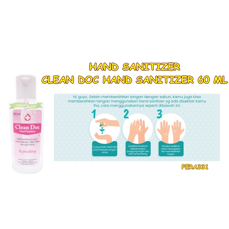 PERA331 HAND SANITIZER CLEAN DOC HAND SANITIZER 60 ML