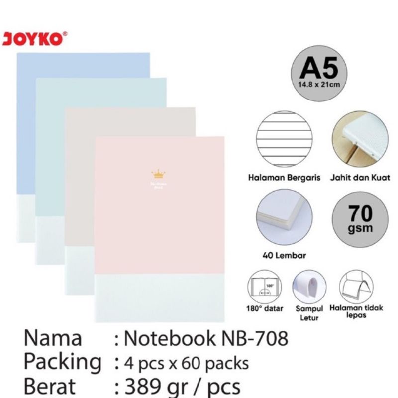 

Nb 708 Notebook / Buku Diary / Agenda warna pastel A5 NB-708 NB708 Joyko