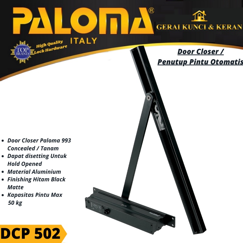 DOOR CLOSER PALOMA 993 CONCEALED HITAM DCP 502 PENUTUP PINTU OTOMATIS BLACK MATTE