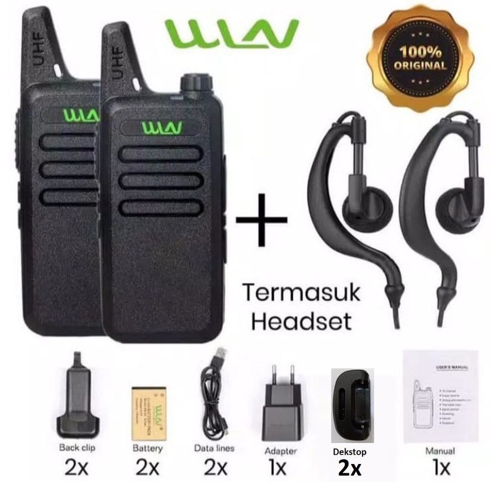 HT WLN KD-C1 (1 BOX isi 2 HT) Fullset  + FREE 2 Headset Walkie Talkie Handy Talky | H T W LN KD C1 Single Band Walky Talky Handie Talkie | Hate WILAN Single-Band KD c 1 | Toko Radio Komunikasi