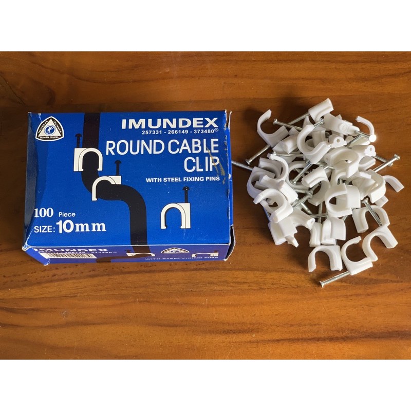 Imundex Klem / Klip Kabel / Round Cable Clip Ukuran 10 mm + paku beton