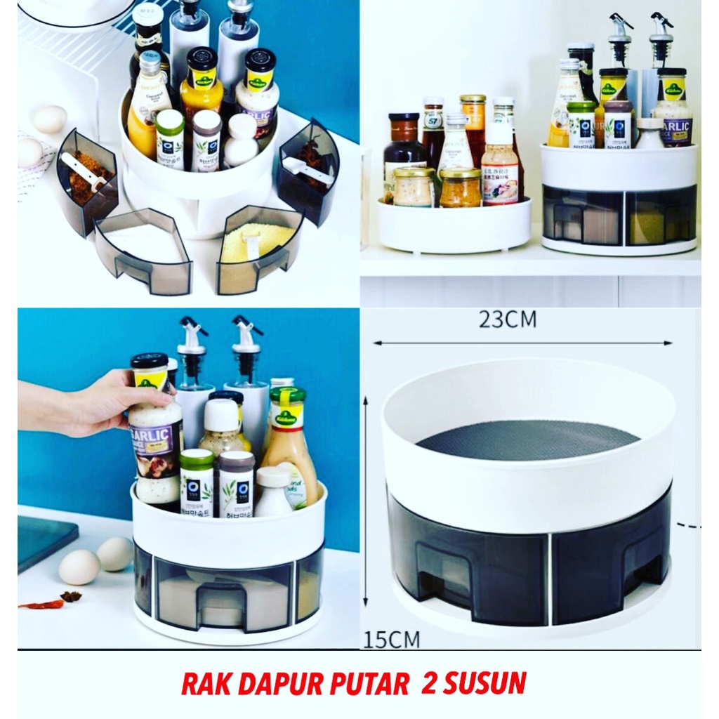Ukuran besar Rak Putar Bumbu Dapur Botol Kecap 360 Serbaguna Tempat Kosmetik Bulat/Rak bumbu serbagu