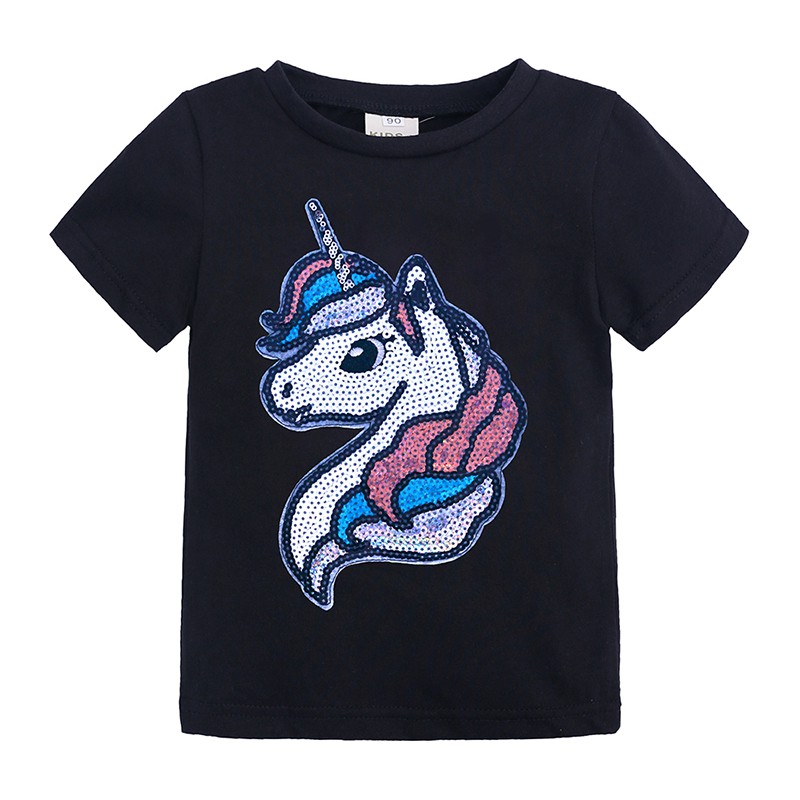 Kaos Lengan Pendek Anak Sequin Unicorn / Kaos Flip Sequin Unicorn