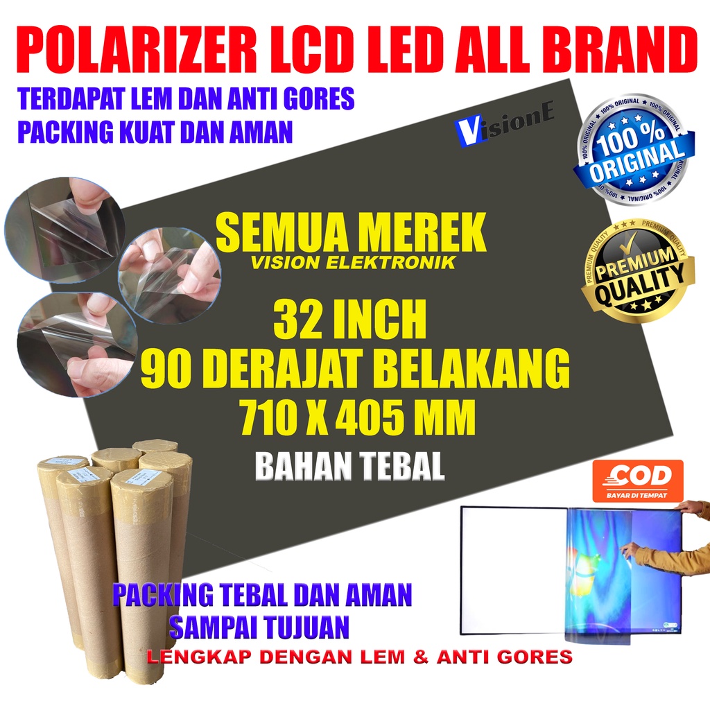 Polariser LCD LED 32 inch 90 derajat bagian dalam plastik polarizer 32 inch dalam polaris lcd 32 inch polarized lcd