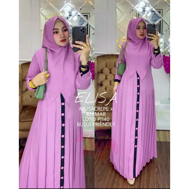 COD ✔ SYARI JUMBO ELIZA mF / BUSANA GAMIS ELISA BERGO BEST SELLER !! / MAXI ELISA LD110cm