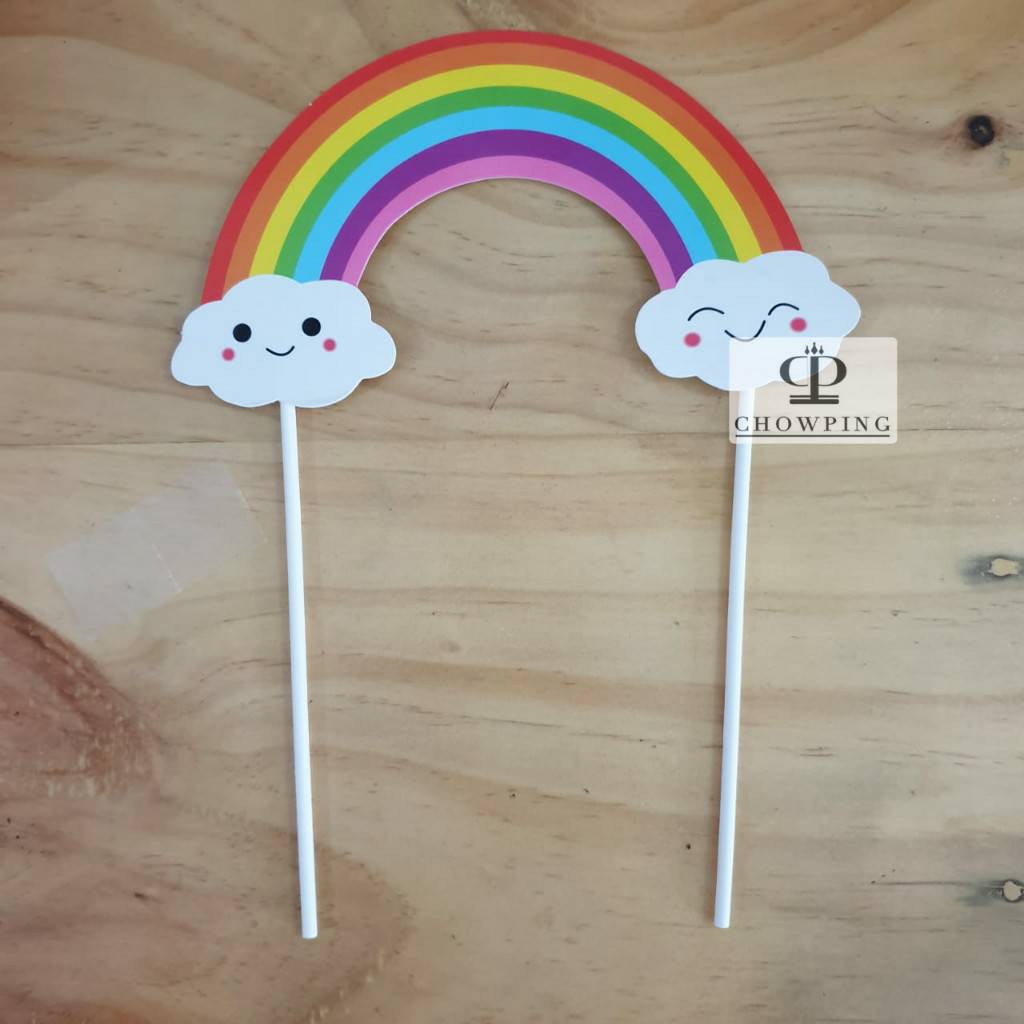 Cake Topper Tusukan Hiasan  Kue  Karakter Awan Pelangi 
