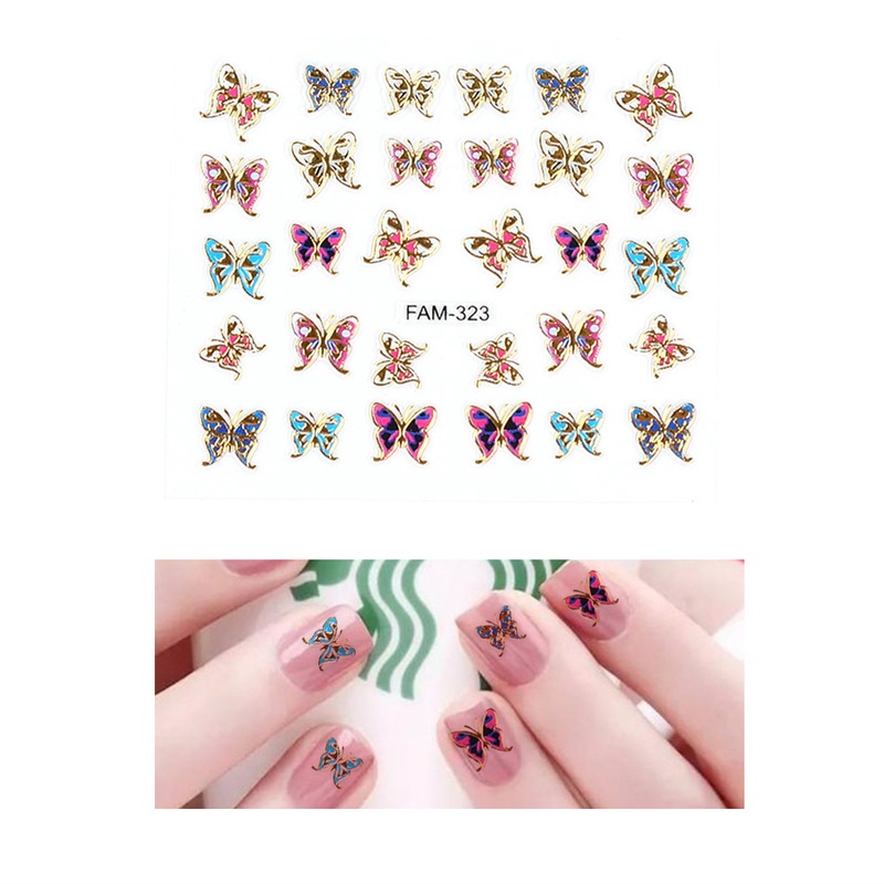 [1 Sheet Pack Random Nail Foils ] [Color Butterfly Pattern Nails Stickers ] [Water Transfer Nail Decal] [DIY Manicure Accessories]