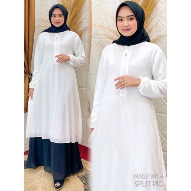 GAMIS MALAYSIA KOMBINASI HITAM PUTIH