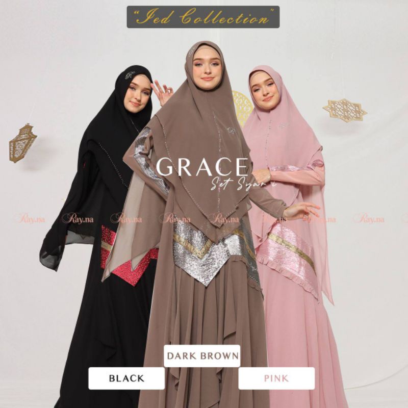 [RAYNA HIJAB SYARI] GAMIS SYARI TERBARU / DRESS SET PRINTING " GRACE SET " BY RAYNA HIJAB