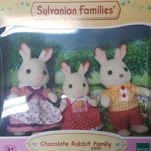 Sylvanian Families - Chocolate Rabbit Family 3 figure selalu ready
