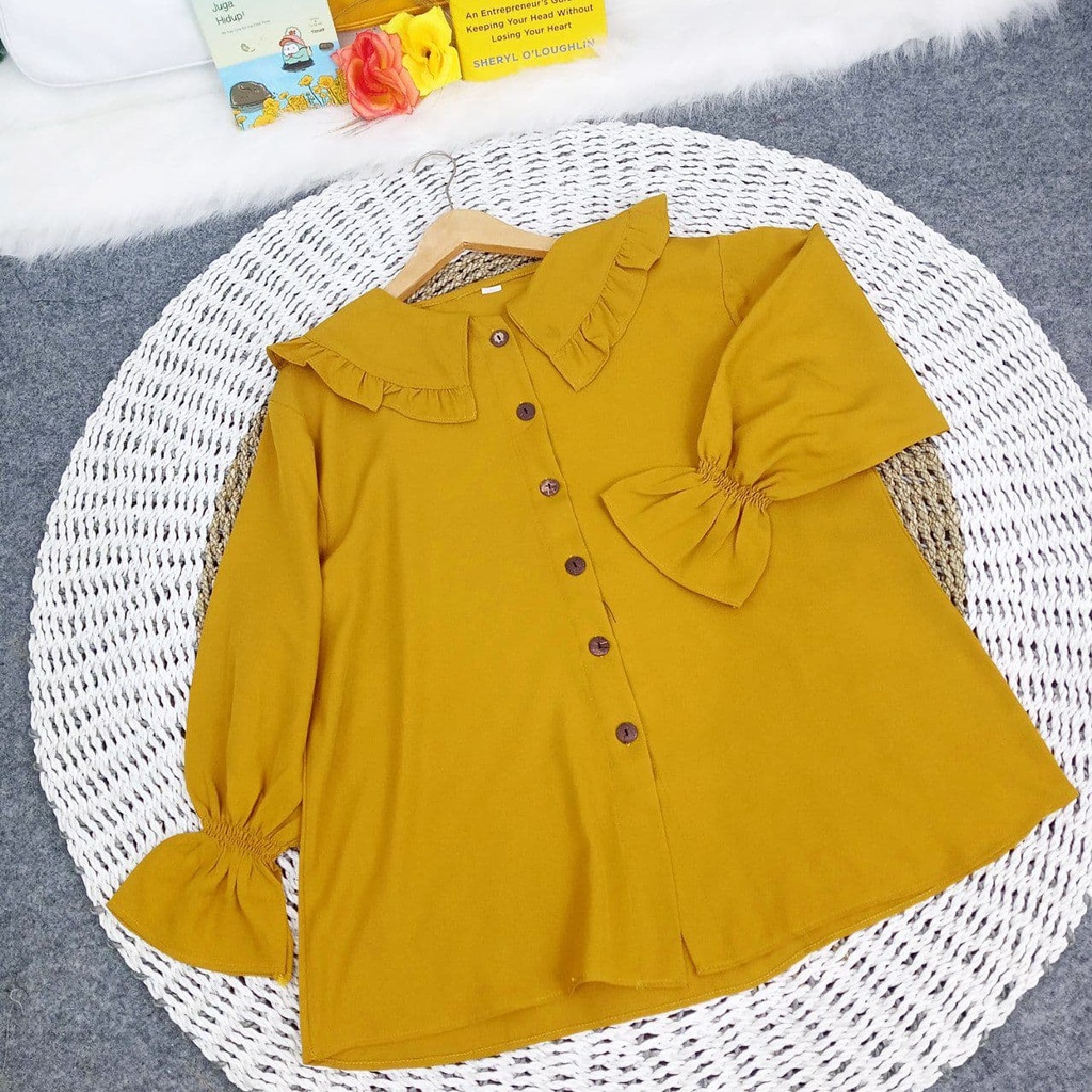 BIANKA BLOUSE  ATASAN JUMBO BIG SIZE OVERSIZE LD 120 130 140 150 BAHAN ITY CREPE (COD)-5