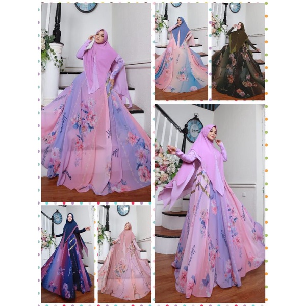 (p1) ELDEENA LUNARA Baju set Gamis Syari wanita muslim Lunara Series By El.Deena. Nazra Sha