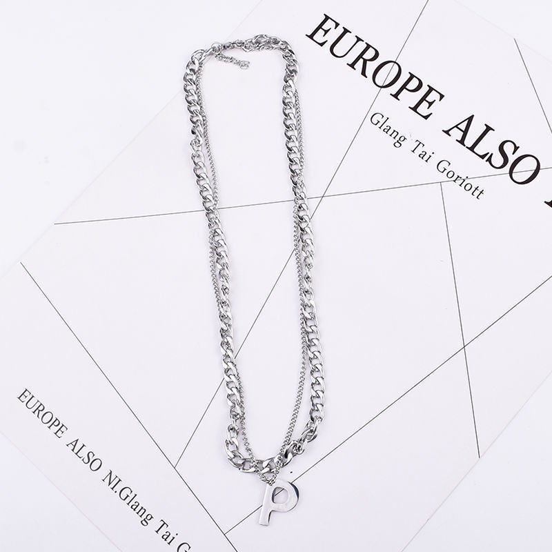 Tidak Luntur Gaya Eropa Dan Amerika W Huruf Kuba choker Kalung Perempuan fashion ins hip hop sweater Rantai decorativ