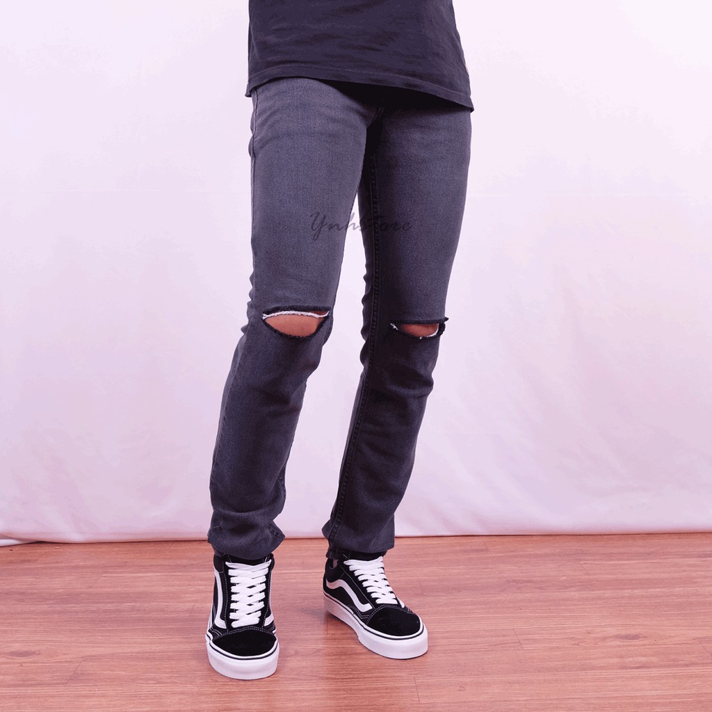 CELANA JEANS PRIA SOBEK LUTUT ORIGINAL SLIM FIT ABU ABU CELANA JEANS PRIA SOBEK LUTUT ORIGINAL SLIM FIT ABU ABU