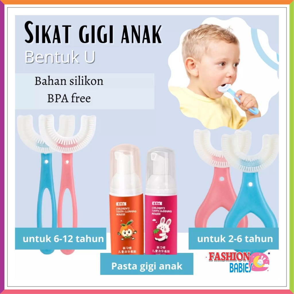 ❤ FashionBabies ❤ SIKAT GIGI ANAK BENTUK U SILIKON / TRAINING TOOTHBRUSH / SIKAT GIGI SILIKON