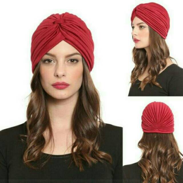 C21  Topi turban dewasa motif polos