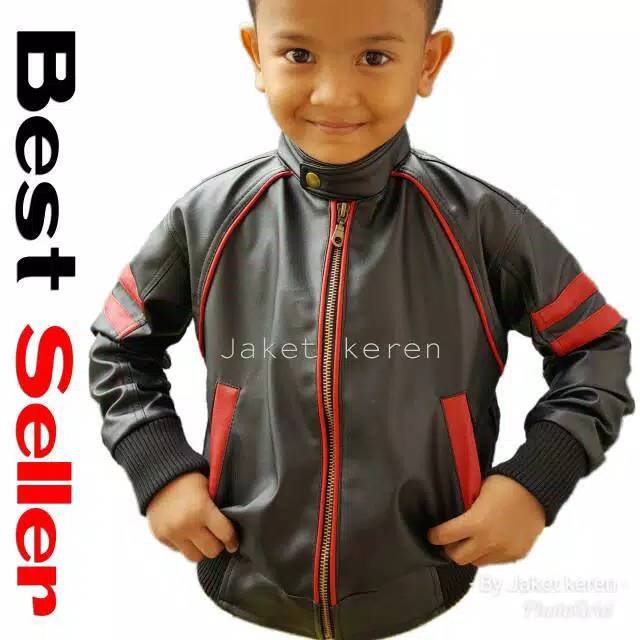 Jaket anak pria motor kulit asli