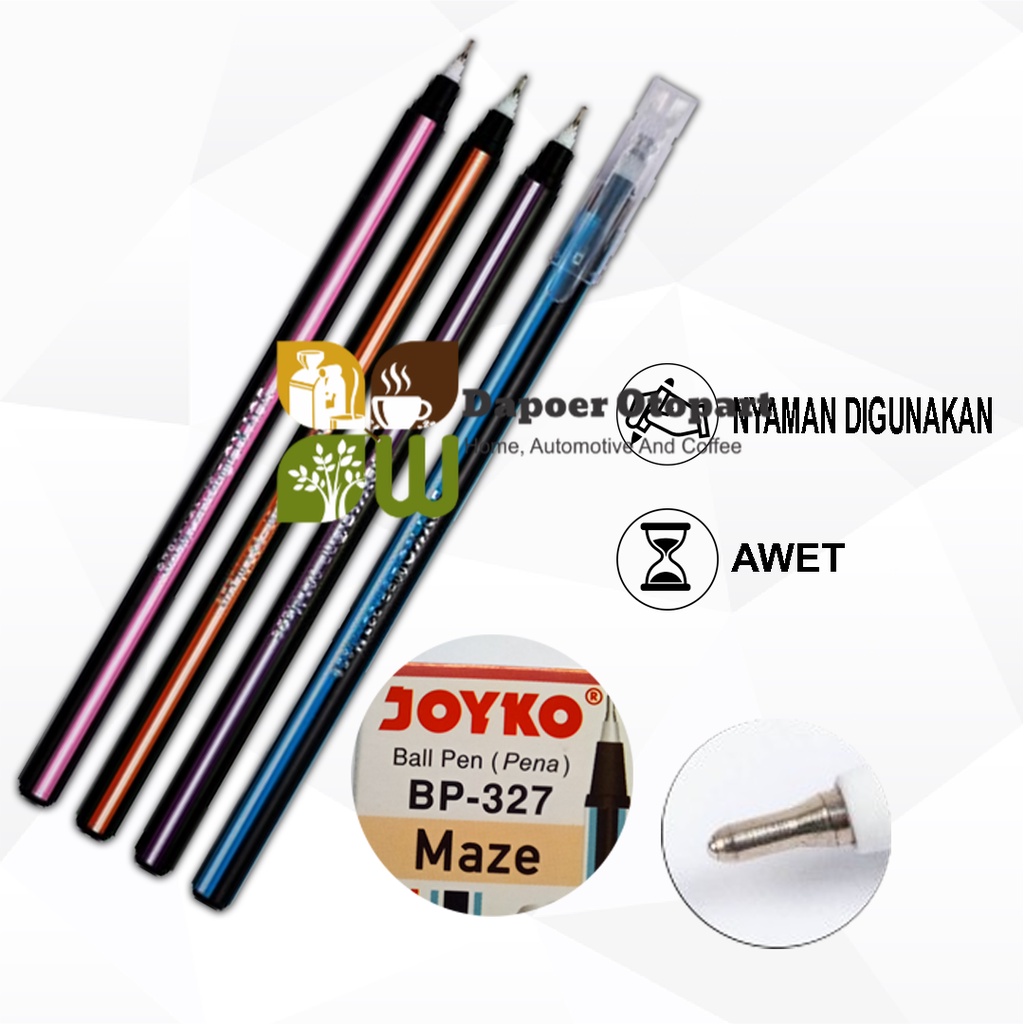 

4 Pcs Joyko Pulpen BP-327 Maze Pena Ball Point Pen 0.7 mm Hitam Satuan