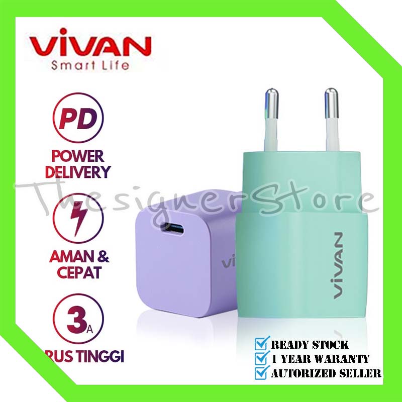 VIVAN Charger Fast Charging 20W 3A Type-C (PD) Multi Protection - Garansi Resmi 1 Tahun