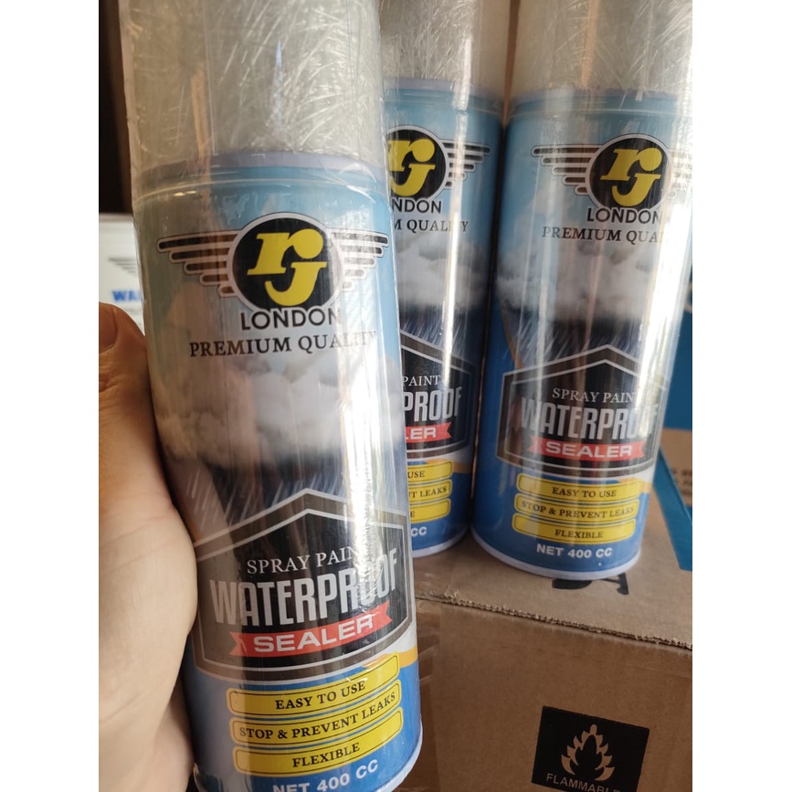 rj waterproof sealer 400cc penambal dinding retak penambal atap bocor penghilang noda plafon grey spray paint anti air rj london 400cc