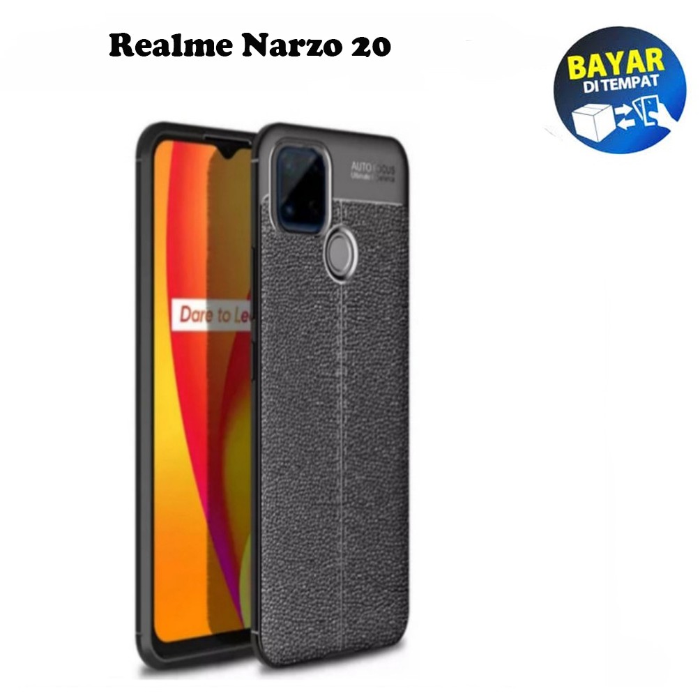 Case Auto Focus Realme Narzo 20 Leather Experience SoftCase Slim Ultimate / Casing Kulit