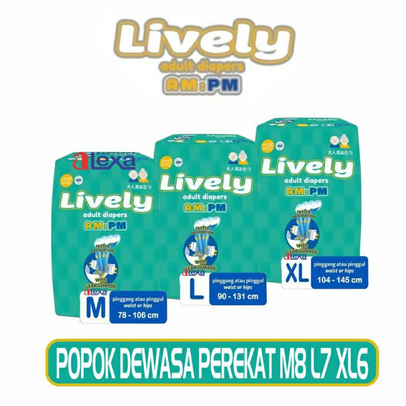 lively popok perekat dewasa lively popok dewasa  diapers dewasa pampers dewasa lively m 8