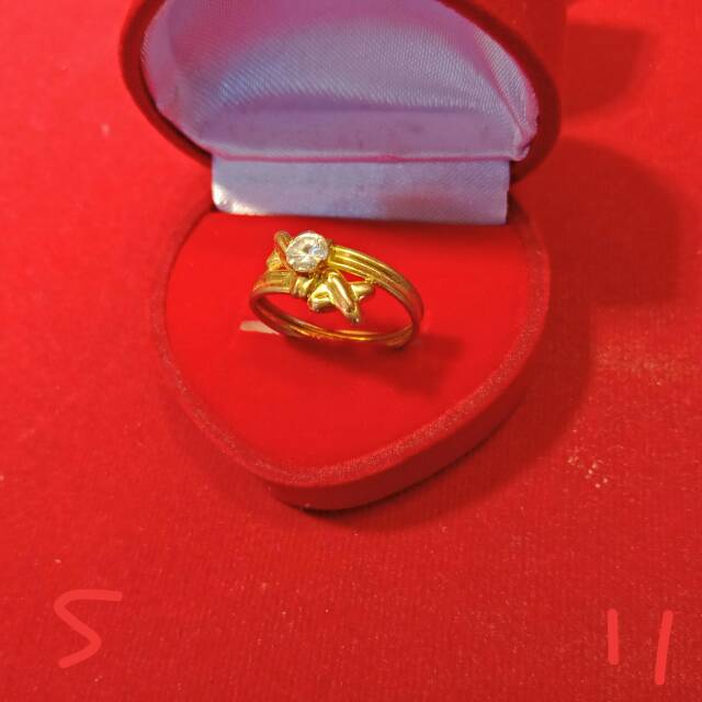 Cincin No 15 anak dan dewasa emas asli kadar 700 70% 22 1 satu gram gold model permata rantai pita selisih cantik