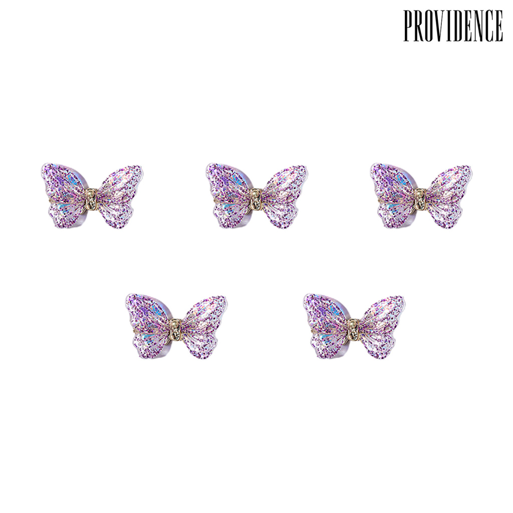 Providence 5pcs / Kantong Glitter Kupu-Kupu 3d Bahan Resin Untuk Dekorasi Nail Art