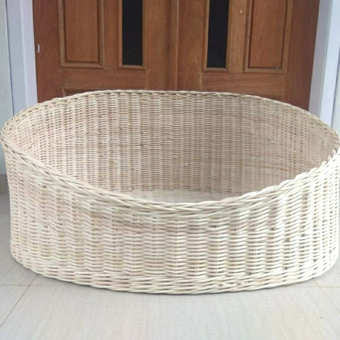 pet basket keranjang tempat tidur anjing kucing rotan besar jumbo 90X75X40 CM