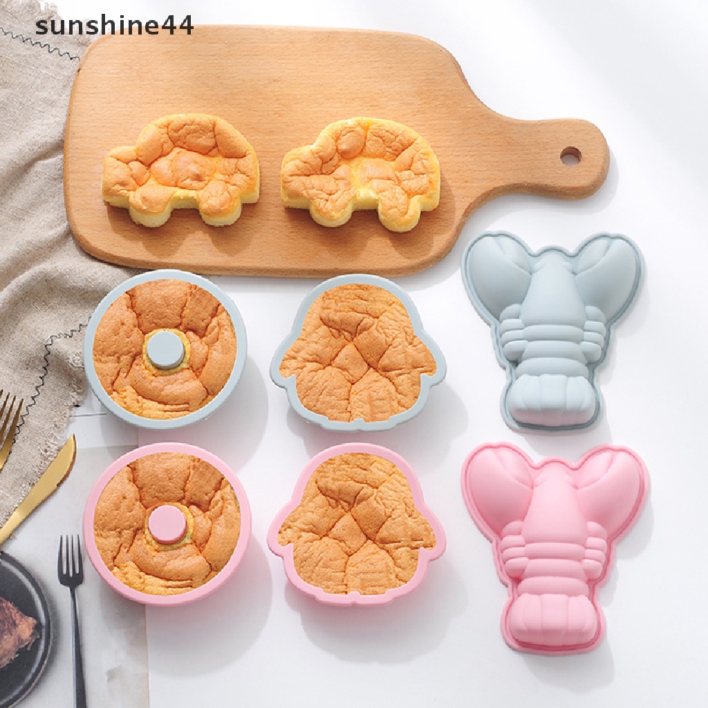 Sunshine Cetakan Kue / Dessert DIY Bentuk Mobil / Lobster / Penguin Bahan Silikon