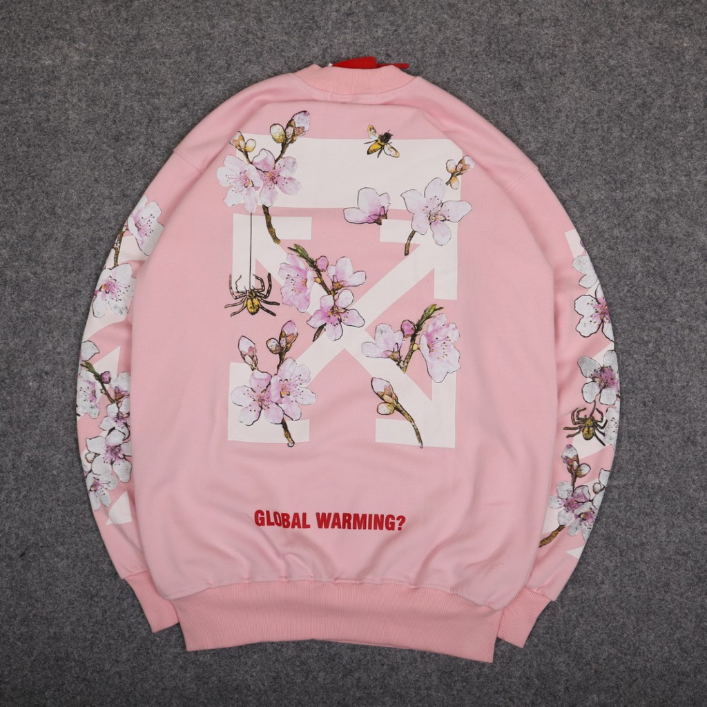 Jaket Crewneck OFF WHT CHERRY BLOSSOM – Pink Edition Trendy Casual Unisex Good Brand Quality Styli