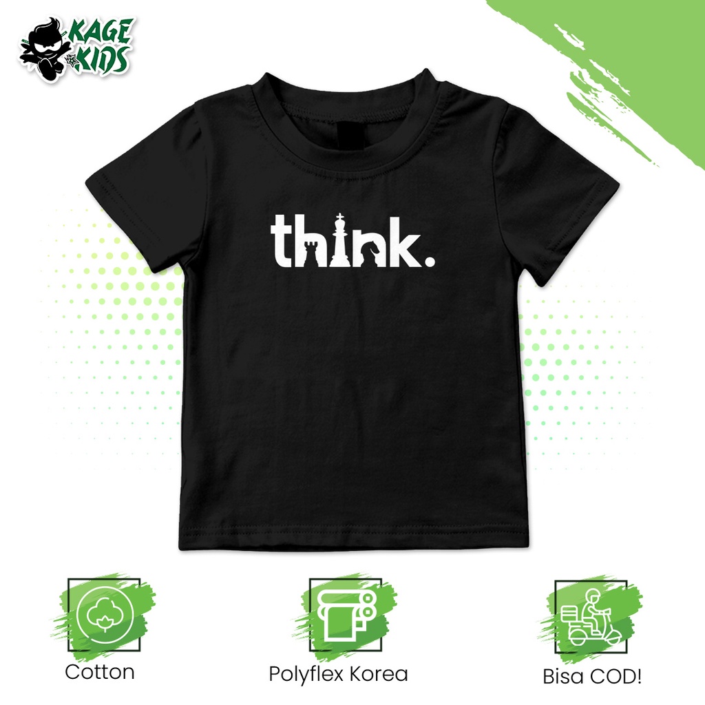 Kaos Distro Anak CATUR THINK Laki Laki dan Perempuan / Baju Anak Motif KATA KATA KEKINIAN KEREN