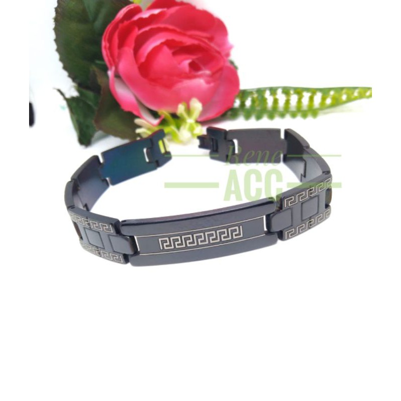 Gelang Pria Black Titanium Anti karat selamanya