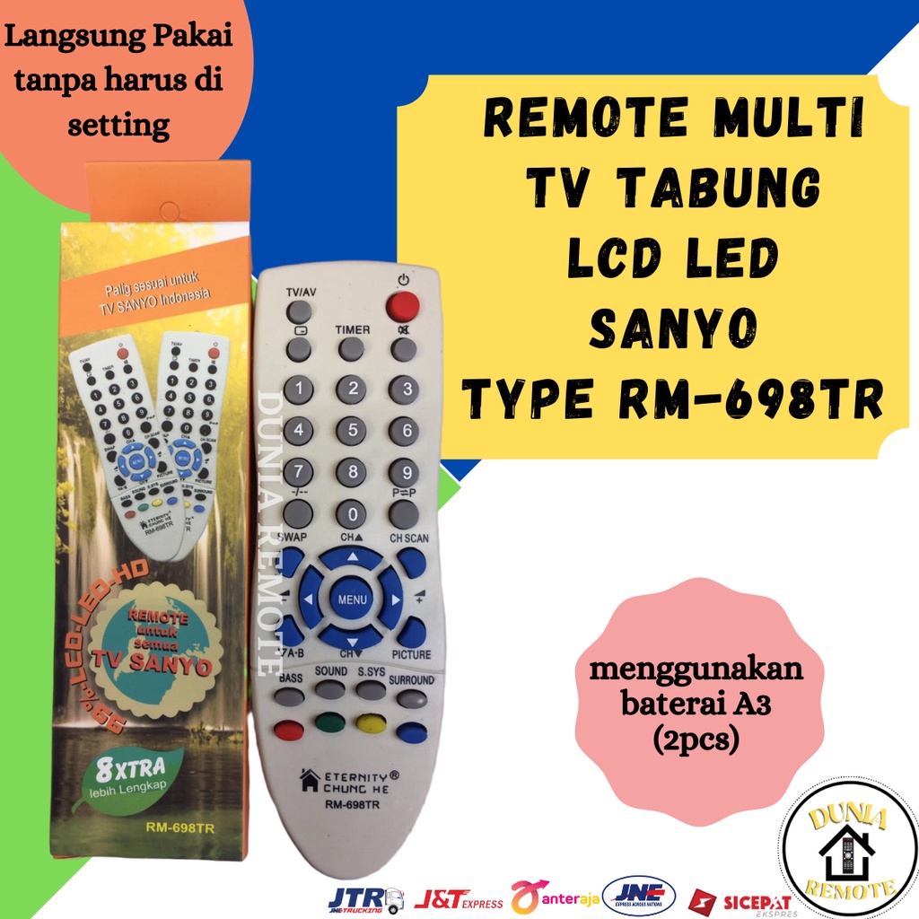 Remot / Remote SANYO TV TABUNG SLIM FLAT MULTI Type 698 tanpa setting