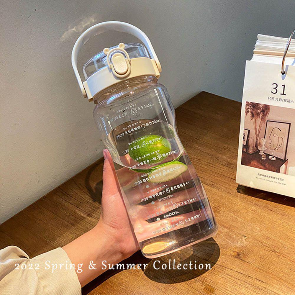 Chookyy 1500ML/2000ML Botol Air Minum Outdoor Plastik Fitness Dengan Sedotan