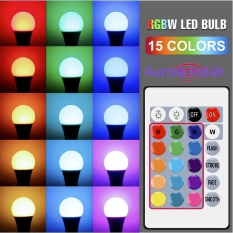 Lampu Bohlam 7W-10W LED RGB Berubah Warna Warni Remote control original lampu Hias Warna Warni Lampu Kamar tidur