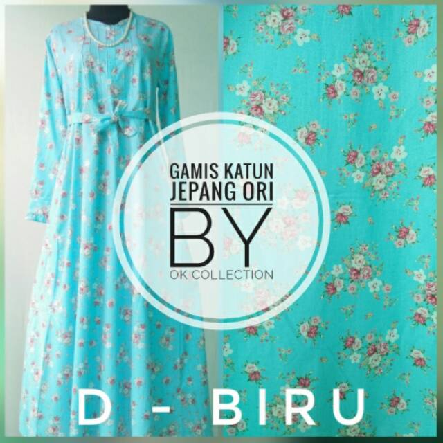 Gamis katun jepang original motif bunga kecil